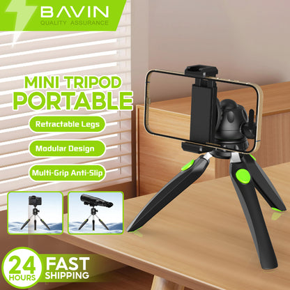 BAVIN D-Z-P20 Mini Portable Tripod Stand w/ Retractable Buckle for Smartphones, Camera & Telescope