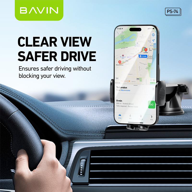 BAVIN D-S-PS74 Auto Suction Car Mount w/ 360° Rotation & Auto Lock
