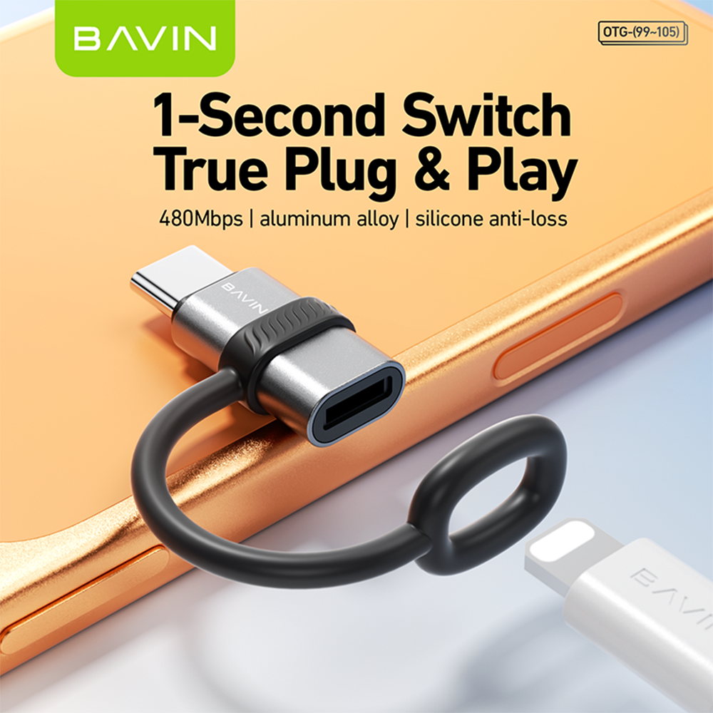 BAVIN O99 OTG USB 3.0 to Type-C Adapter Fast 480 Mbps Transfer Plug & Play Compact Converter