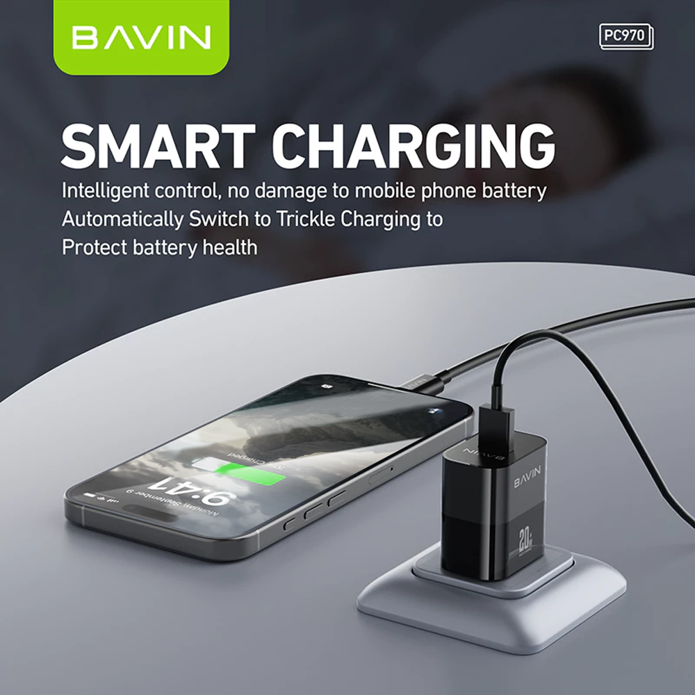 BAVIN PC970 QC3.0 20W Fast Charging Wall Charger High-Speed Power Adapter for Micro / iPhone / Type-C