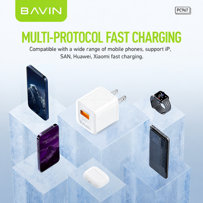 BAVIN PC967 PD 20W Mini Fast Charger Adapter w/ Intelligent Micro Chip for iPhone 16 & Android Phones