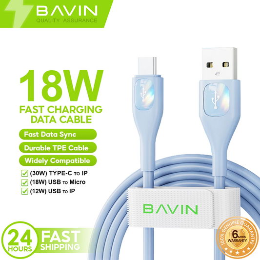 BAVIN U-CB285 PD 30W / 18W / 12W Fast Charging Data Cable Widely Compatible w/ iPhone, Micro Type-C to iPh