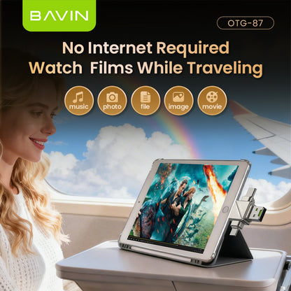 BAVIN U-O-87 4-in-1 Type-C / iPhone / Micro / USB 2.0 OTG Adapter & Card Reader TF/Micro SD Compatible iPhone 17 Series, 480Mbps