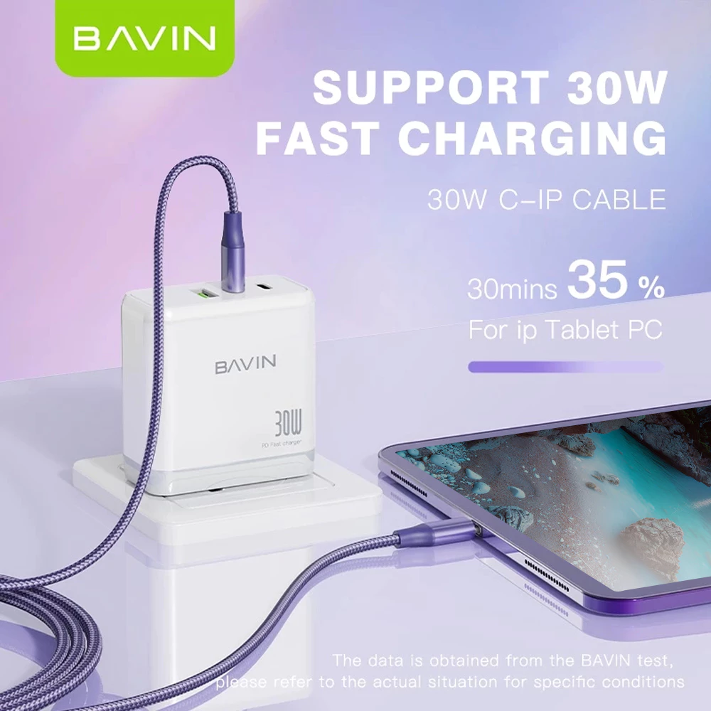 BAVIN CB201 60W / 30W /18W / 12W Fast Charging Data Cable 1m Nylon Braided Wire for Android / iPhone 17