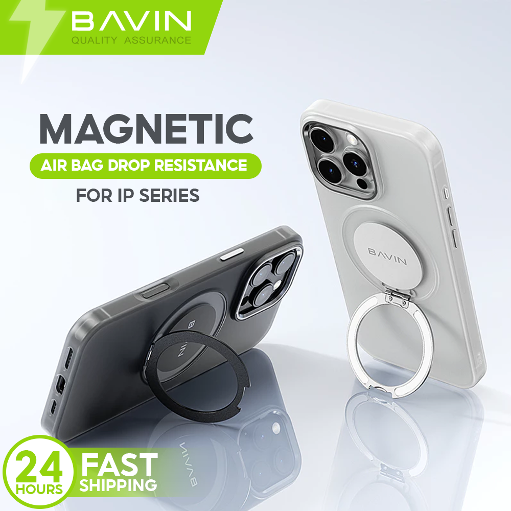 BAVIN XZ Magnetic Wireless Phone Case w/ 360° Rotation Metal Ring Stand Metal Foldable for iPh 13-16 Series
