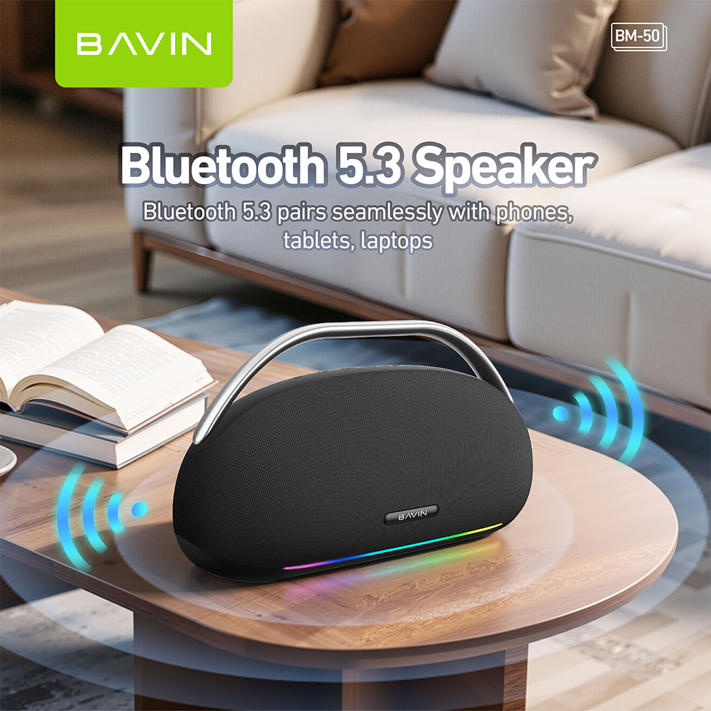 BAVIN BM50 300W Portable Bluetooth Powerhouse Speaker + 30000mAh Powerbank Function w/Dual Mic & LED