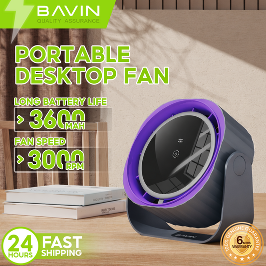 BAVIN BF005 3600mAh High Speed Rechargeable Power Cooling Desktop Fan 120 Gears w/ Digital Display