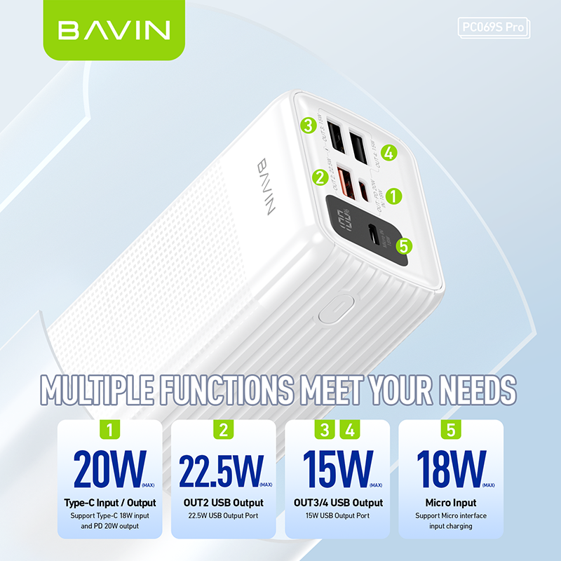 BAVIN Y-PC069 Pro 40000mAh Portable Powerbank w/ Multiple 3.0A Output & Input