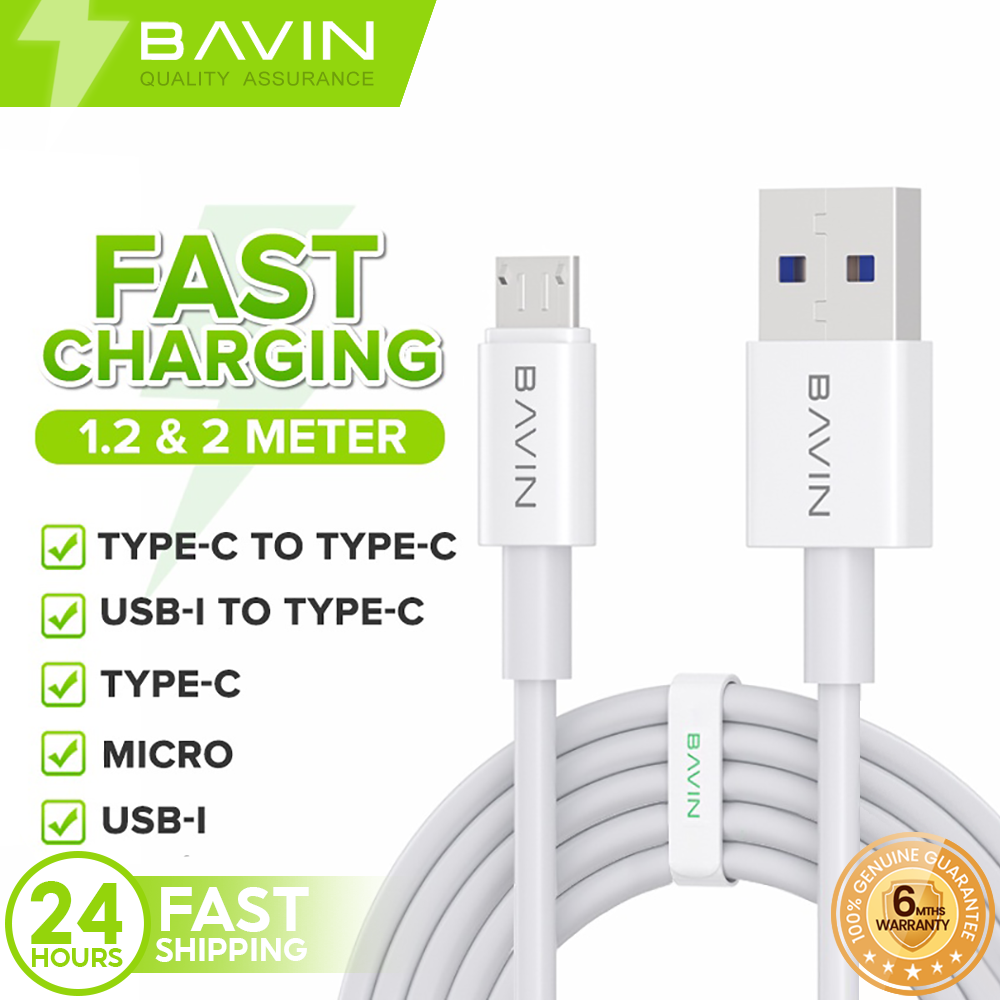 BAVIN U-CB253 60W 30W 18W 12W Fast Charging & Data Transfer 1.2/2m Cable For Micro Type-C iPhone