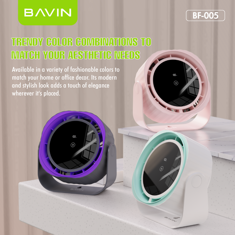 BAVIN BF-005 3600mAh Portable High-Speed Power Cooling Desktop Fan Rechargeable w/ 120 Gears