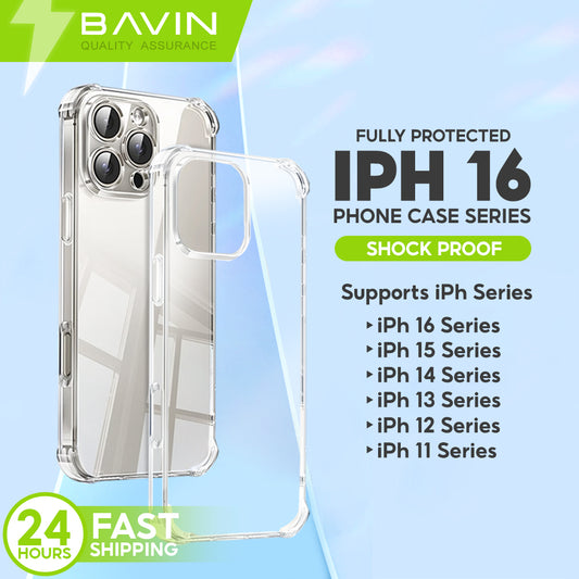 BAVIN E-FS2-XX Shockproof Clear Soft Silicone TPU Case Back Cover For iPh 11-16 Pro Max Series