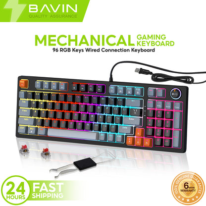 BAVIN G-K-999 RGB 96-Key Mechanical Keyboard w/ Multimedia Knob & Backlight Modes