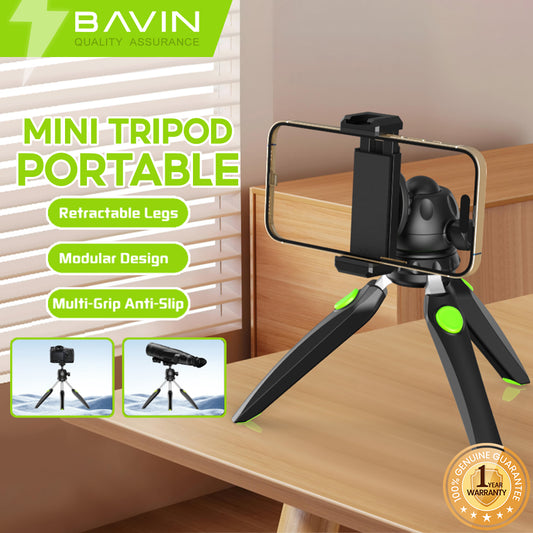 BAVIN D-Z-P20 Mini Portable Tripod Stand w/ Retractable Buckle for Smartphones, Camera & Telescope