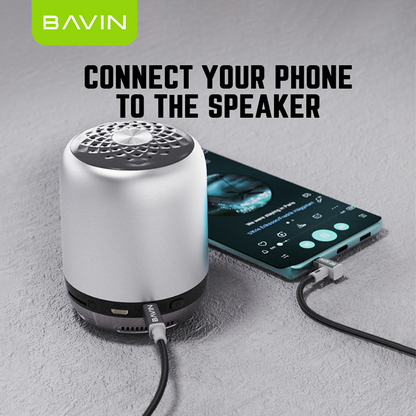BAVIN H-3.5-AUX26 Universal 3.5mm Audio Jack Cable 1.2m Nylon Braided w/ 90° Angle for Speaker, TV, Computer & Phones