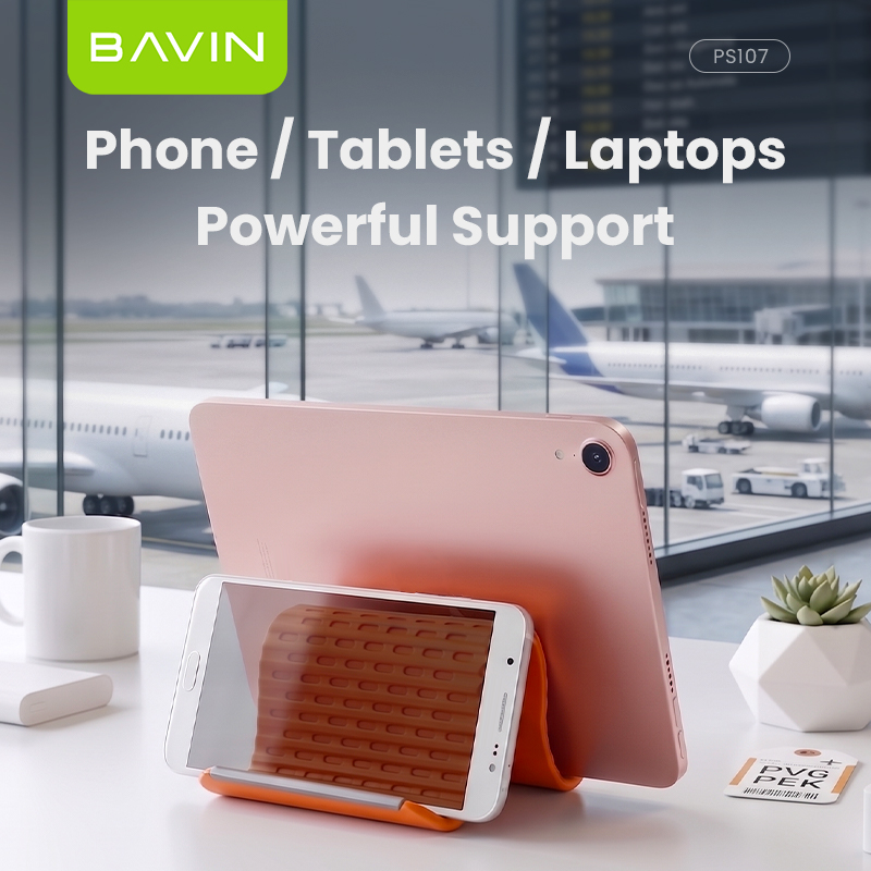 BAVIN PS107 Portable Ultra-Slim Foldable Silicone Phone Stand | Adjustable for Universal Desk, Travel