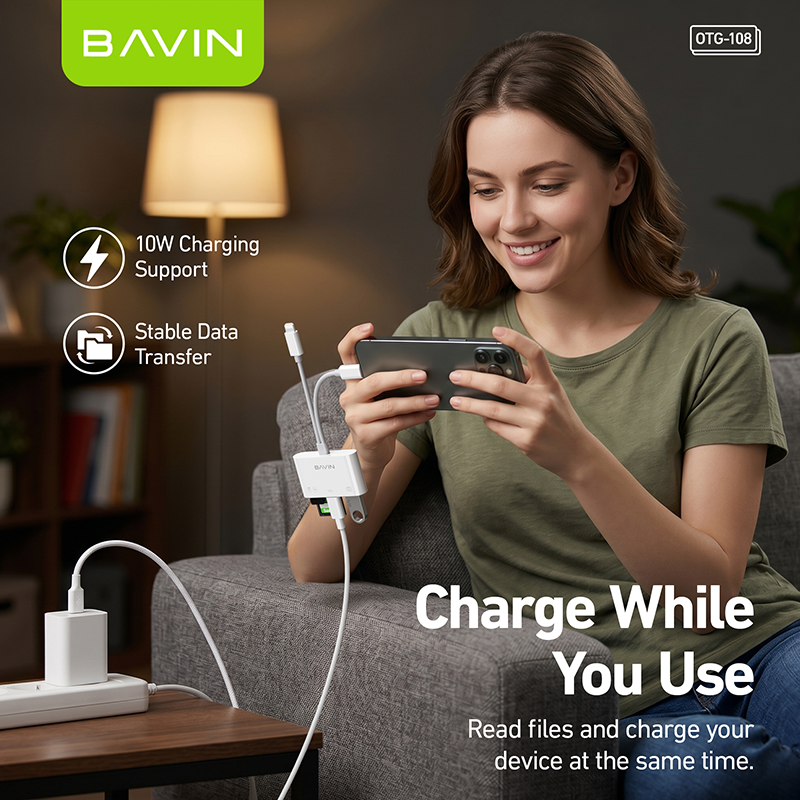 BAVIN O29 / O108 6in1 OTG Card Reader Adapter Type-C and iPhone To TF/SD+USB w/ 5Gbps Transmission