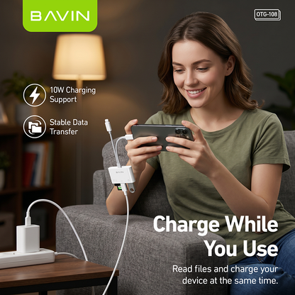 BAVIN O29 / O108 6in1 OTG Card Reader Adapter Type-C and iPhone To TF/SD+USB w/ 5Gbps Transmission