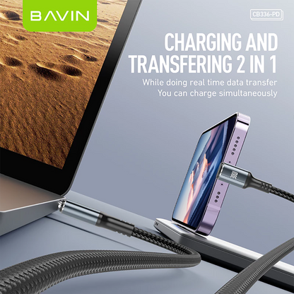 BAVIN U-CB336 60W/30W PD Fast Charging 90° Right-Angle USB-C Gaming Cable for Smartphones (Supports 17 Series)