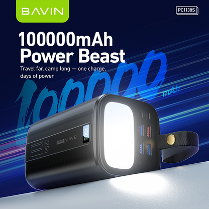 BAVIN Y-PC1057S 80000mAh / Y-PC1138S 100000mAh Heavy Duty Portable 22.5W Fast Charging Powerbank w/ LED Indicator & Flashlight
