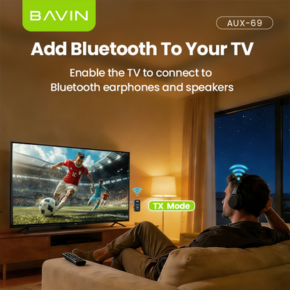 BAVIN AUX69 Hi-Fi Bluetooth 5.3 Wireless Audio Receiver Adapter w/ Built in Mic & 3.5mm AUX Jack for Car & Home Audio