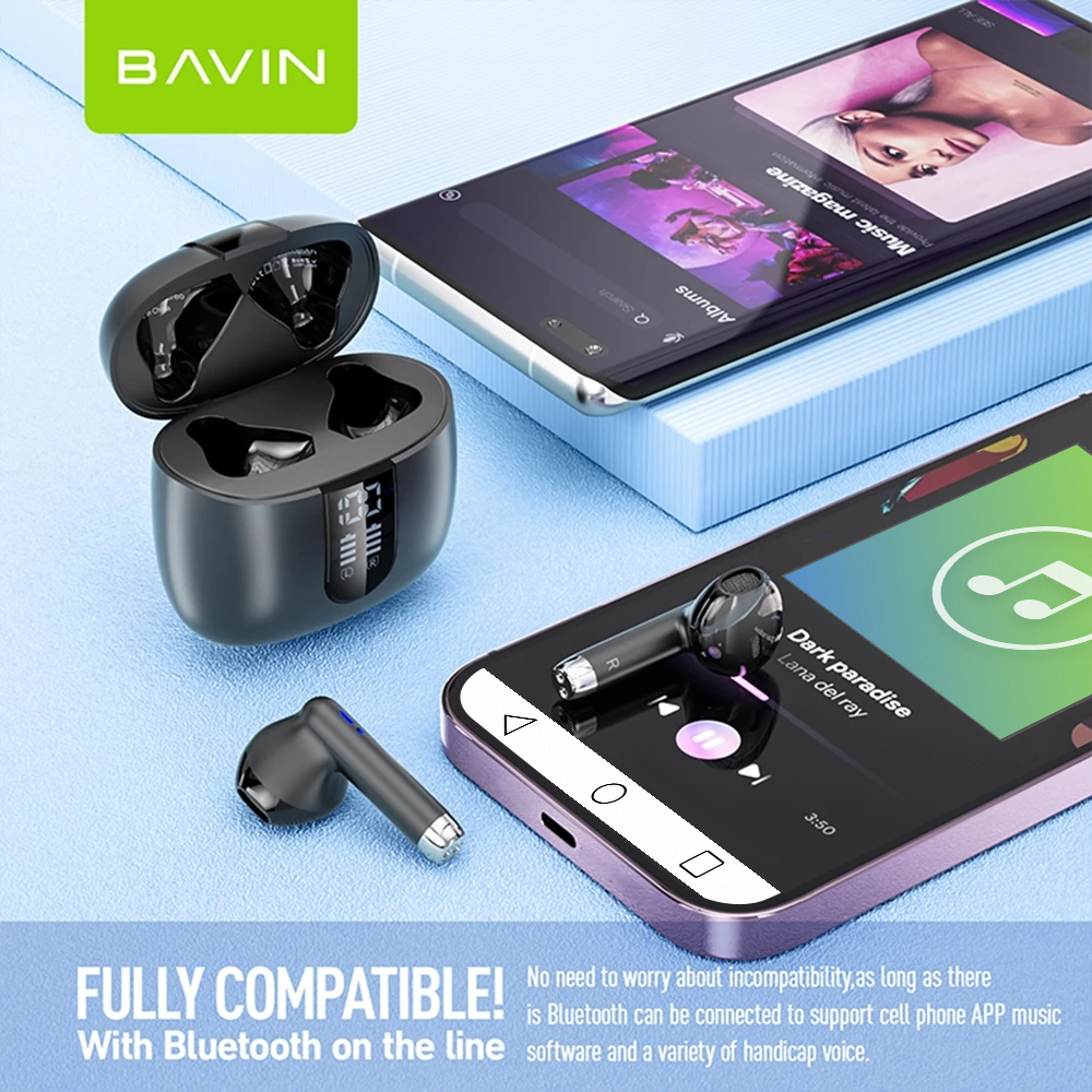 BAVIN HB-BA-58 HiFi Wireless Bluetooth Earbuds w/ Built-in Microphone