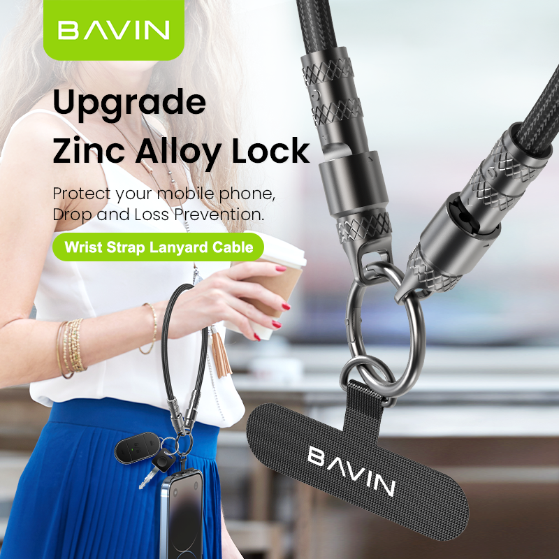 BAVIN U-CB374-XX Fast Charging Cable w/ Crossbody & Wrist Lanyard