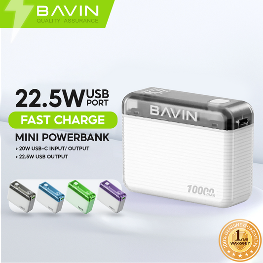 BAVIN Y-PC1021 10000mAh Mini Powerbank w/ White Strip Light Supports iPh 16 Series