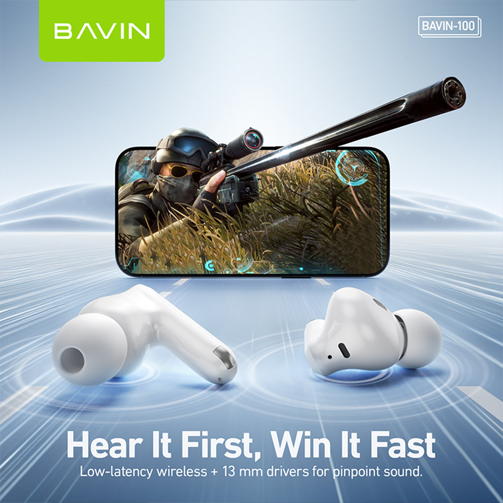 BAVIN HB-BA-100 Wireless Earbuds Bluetooth Hi-Res Audio w/ Touch Control & Mic/ Type-C 4H Playtime Earphones