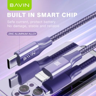 BAVIN U-CB201-XX 60W / 30W /18W / 12W Fast Charging Data Cable Nylon Braided Wire for iPh 16 Series