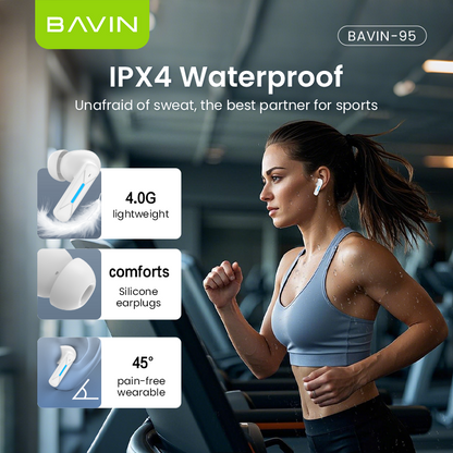 BAVIN HB-BA-95 Bluetooth 5.3 Gaming Earphones | HiFi Sound | ENC Noise Reduction | RGB Lights | 40H Battery Life