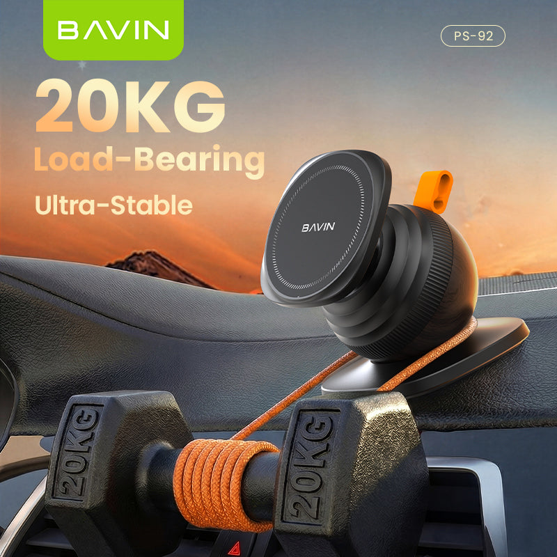 BAVIN PS92 2in1 360°Rotating Magnetic Phone Holder w/ Retractable Rod Adjustment, Strong Magnet & Silicone Cable Organizer