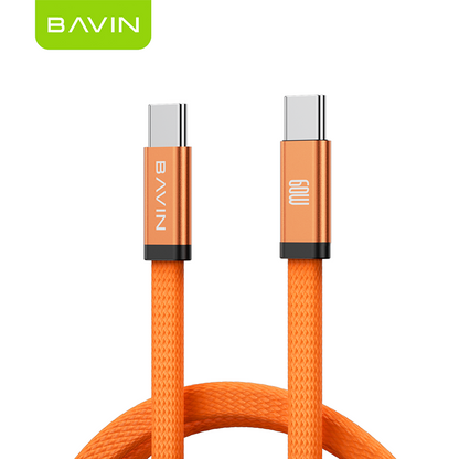 BAVIN CB421 1.2m 60W PD Fast Charging Data Cable Flat Braided Design for iPhone 15–17 Series / Android Devices / Tablets & Laptops