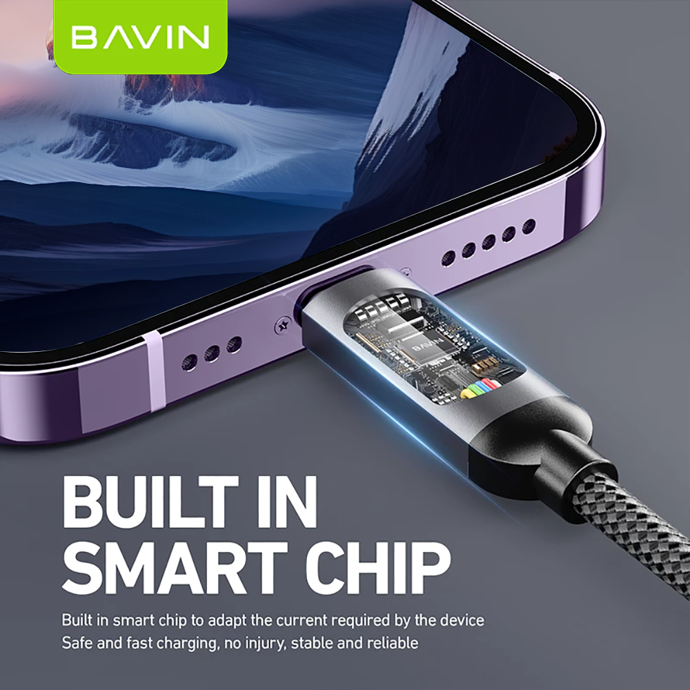 BAVIN U-CB377-XX Fast Charging Cable W/ LED Display & Nylon Braided