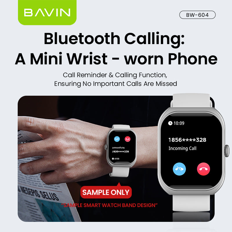 BAVIN BW604 Smart Watch 2.01" Display, Bluetooth Calling, Fitness & Sports Modes, Health Tracking Compatible for Smartphones