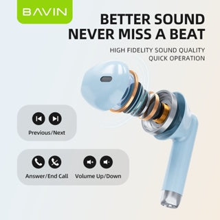 BAVIN HB-BA-19 TWS Wireless Bluetooth Earbuds w/ High Stereo Sound & Touch Control