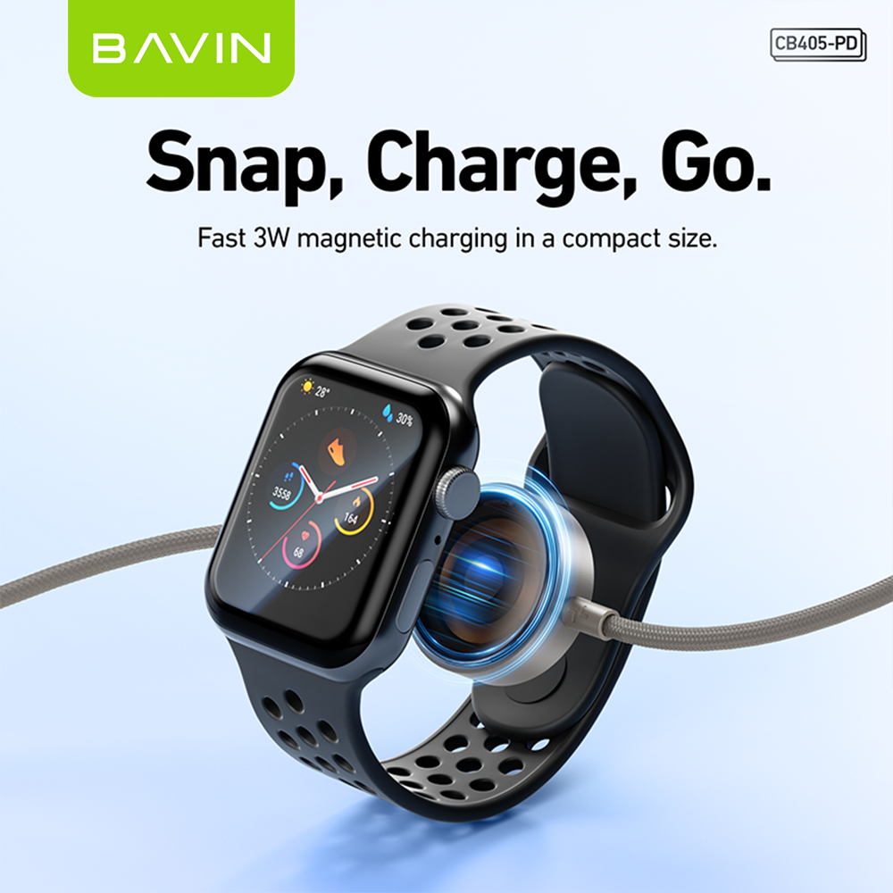 BAVIN CB405 60W 2-in-1 Magnetic Charging Cable Fast Charge & 1m Data Cable w/ 3W Smartwatch Magnetic Charger