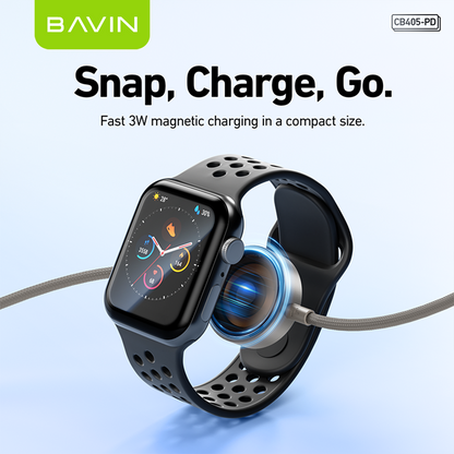 BAVIN CB405 60W 2-in-1 Magnetic Charging Cable Fast Charge & 1m Data Cable w/ 3W Smartwatch Magnetic Charger