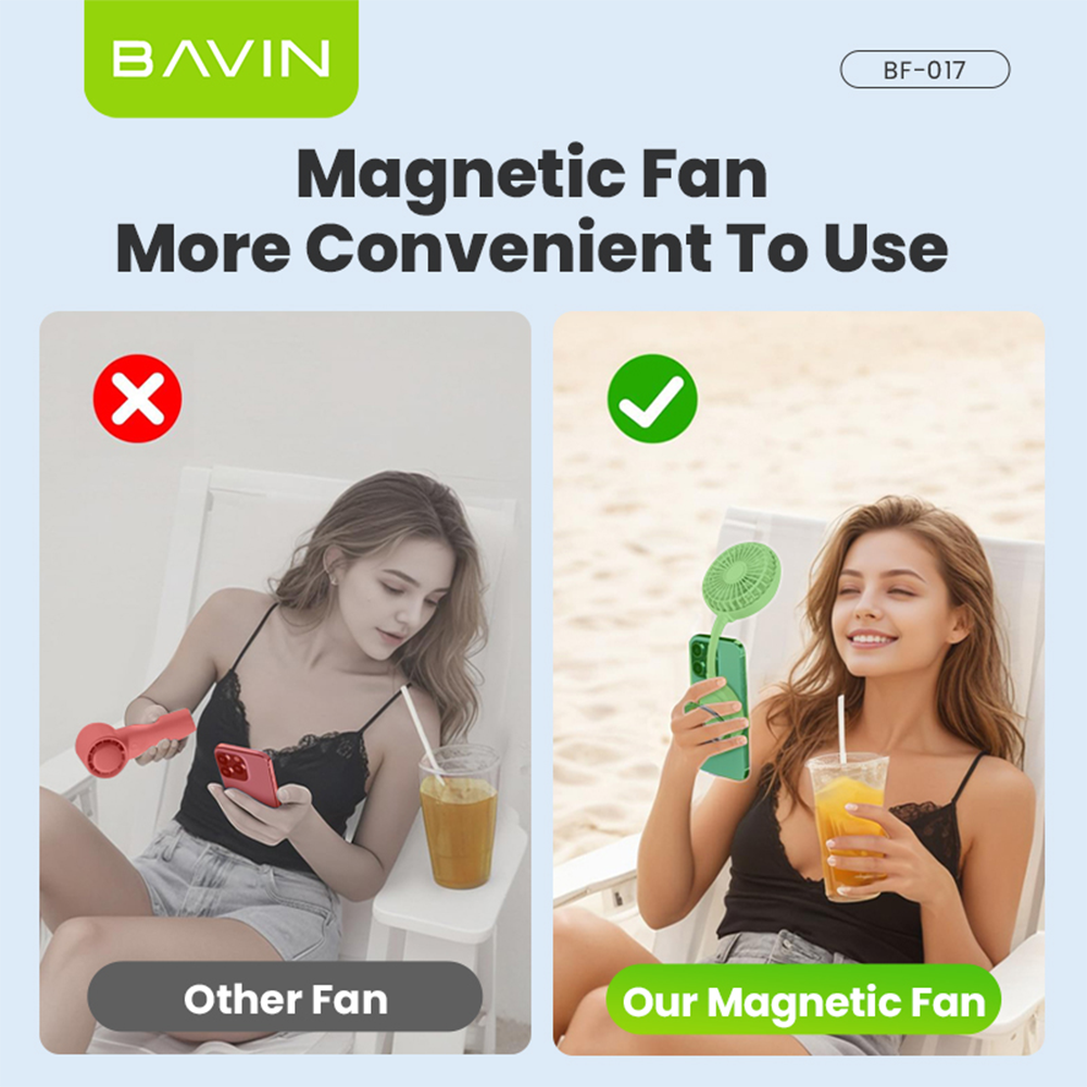 【Christmas Gift】BAVIN BF017 Magnetic Portable Handheld Fan w/Desktop Phone Stand+6000RPM Strong Wind
