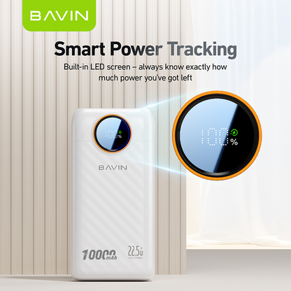 BAVIN Y-PC1152 10000mAh Fast Charging Powerbank 22.5W w/ LED Display & Built-in Dual Cables Type-C / iPhone