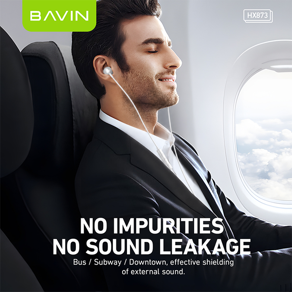 BAVIN HX873 Universal Hi-Res Audio Sound Type-C Wired Earphone Built Mic for iPhone 15-17 & Android Devices