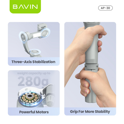 BAVIN P30/P31 Foldable Phone 3-Axis Gimbal Stabilizer w/Tripod/Fill Light/AI Smart Face Tracking