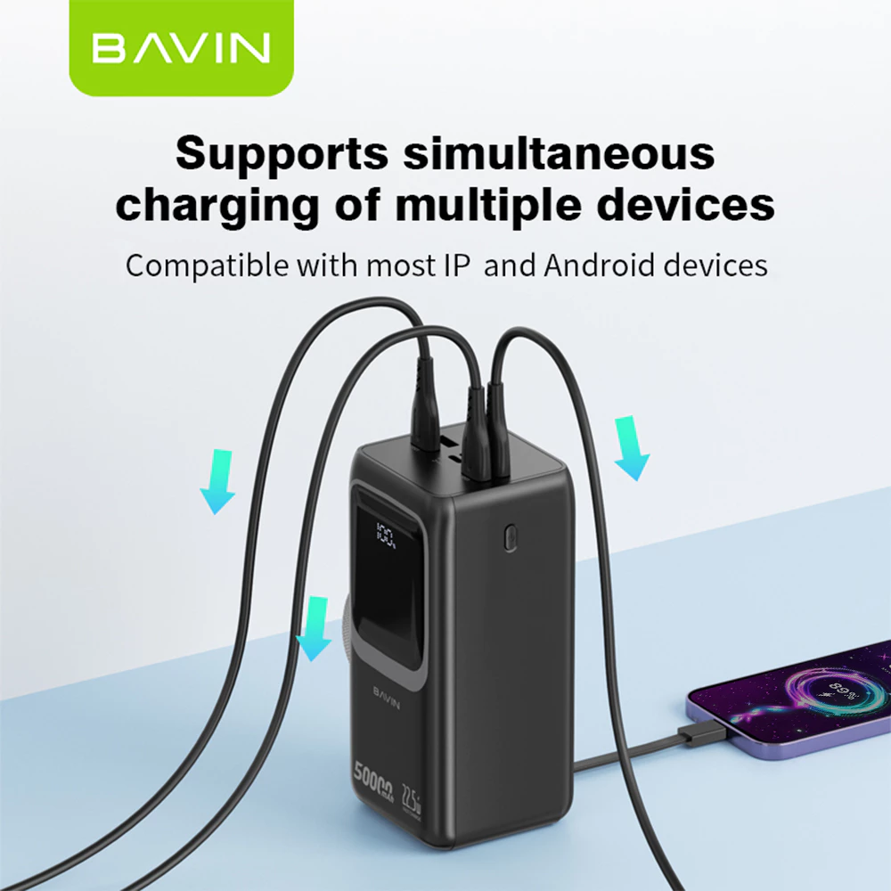 BAVIN PC1032 50000mAh / PC1031 30000mAh 22.5W PD Fast Charging Power bank Built-in Cable LED Display