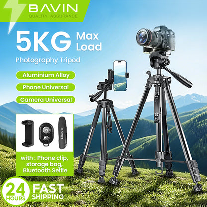 BAVIN D-Z-P22 Camera Aluminum for DSLR Tripod Stand for Smartphones Lightweight w/ Bluetooth Remote