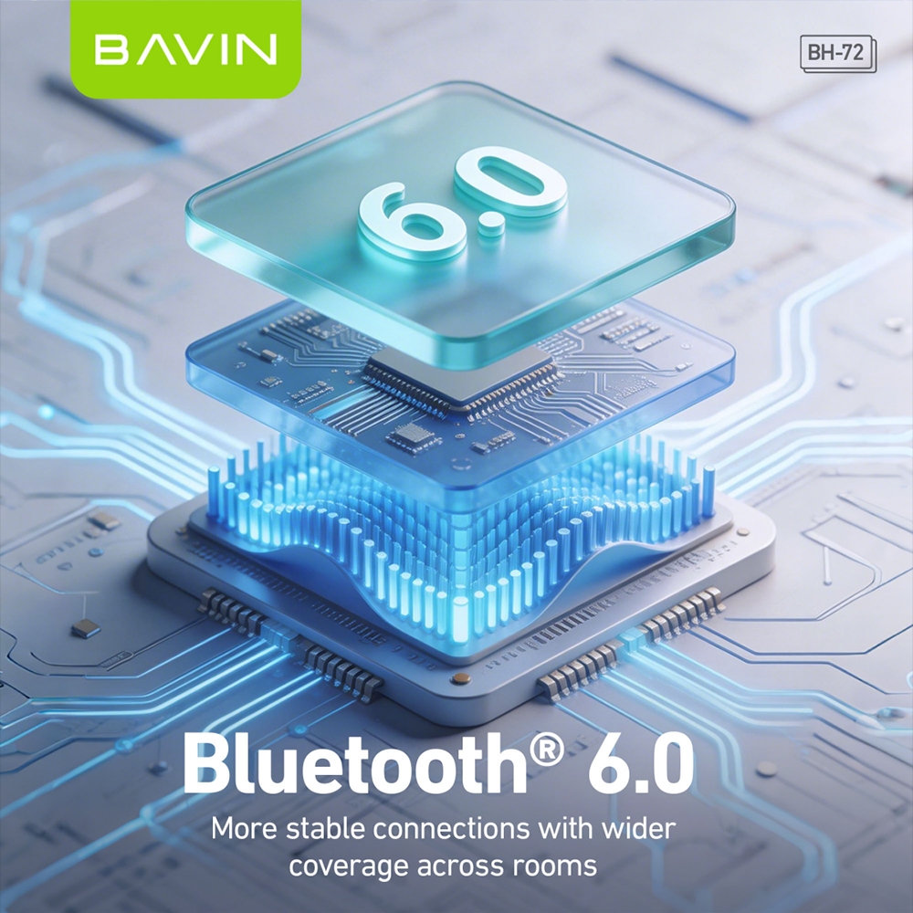 BAVIN BH72 HiFi Bluetooth 6.0 Wireless Magnetic Neckband Sports Headphones 55H Playtime Built-in Mic