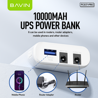 BAVIN Y-PC037 Pro 10000mAh UPS Powerbank / For Internet Router & Universal Devices