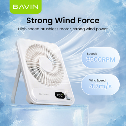 BAVIN BF006 Ultra-Thin Portable Mini Desktop Fan w/ 4-Speed Strong Wind for Office and Home