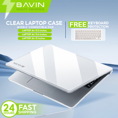 BAVIN C06 / C05 Transparent & Glossy Clear Case Anti-Scratch + Keyboard Protector For iPh Laptop for 13.3" / 13.6" / 15"
