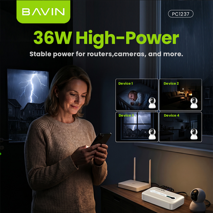 BAVIN PC1236 18W 8800mAh / 36W 10400mAh Mini DC UPS Battery Backup Powerbank for WiFi Router , CCTV