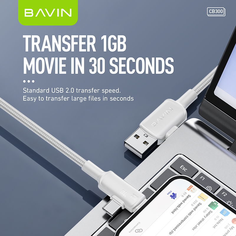 BAVIN CB300 4 in 1 Pd 12W + Type-C 18W Fast Charging Data Cable Nylon Braid Data Transfer for Phones
