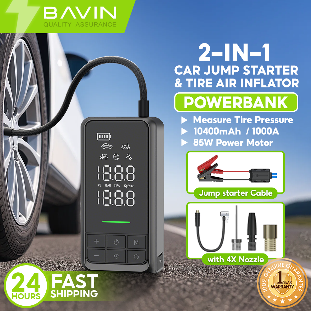 BAVIN Y-PC1160 2 in 1 Jump Starter & Air Compressor 10400mAh Powerbank
